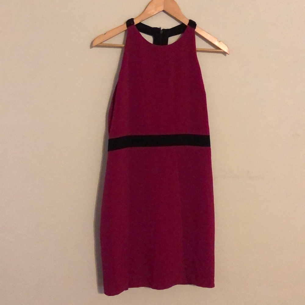 Badgley Mischka Magenta Sheath Dress with Black Accents